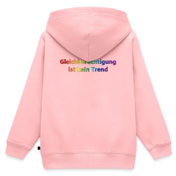 Gleichberechtigung ist kein Trend Regenbogen  - Kinder Premium Organic Zip Hoodie - Rosa - Hinten - AI Model Kid Female (0cm)