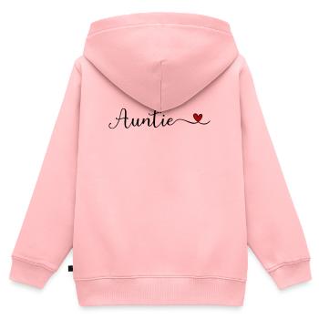 Tante Typografie mit Herz handgeschriebene Schriftart De - Kinder Premium Organic Zip Hoodie - Rosa - Hinten - AI Model Kid Female (0cm)
