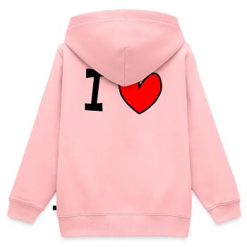 I love - Kinder Premium Organic Zip Hoodie - Rosa - Hinten - AI Model Kid Female (0cm)