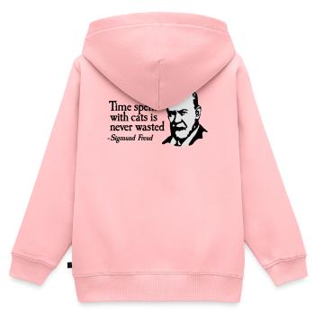 Time spent with cats is never Sigmund Freud - Sweat Premium à capuche zippé enfant bio - rose - Dos - AI Model Kid Female (0cm)