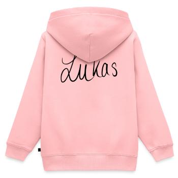 Lukas - Kinder Premium Organic Zip Hoodie - Rosa - Hinten - AI Model Kid Female (0cm)