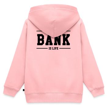 Bank is life - Kinder Premium Organic Zip Hoodie - Rosa - Hinten - AI Model Kid Female (0cm)