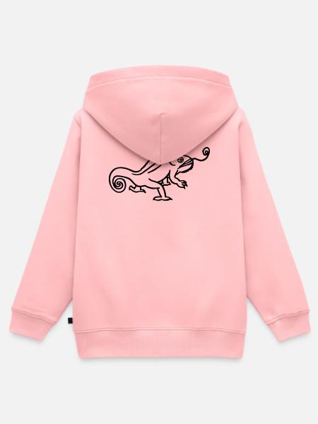 Caméléon - Sweat Premium à capuche zippé enfant bio - rose
