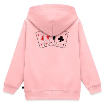 Karo- Herz- Pik- Kreuz-As Kartenspiel Poker Profi - Kinder Premium Organic Zip Hoodie - Rosa - Hinten - AI Model Kid Female (0cm)