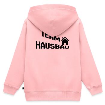 Team Hausbau - Kinder Premium Organic Zip Hoodie - Rosa - Hinten - AI Model Kid Female (0cm)