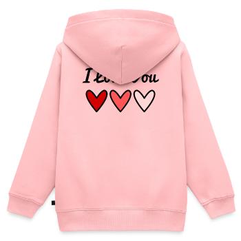 ICH LIEBE DICH. ICH LIEBE DICH. VALENTINSTAG. HERZ - Kinder Premium Organic Zip Hoodie - Rosa - Hinten - AI Model Kid Female (0cm)