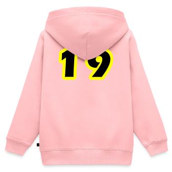 Symbole numérique 19 - Sweat Premium à capuche zippé enfant bio - rose - Dos - AI Model Kid Female (0cm)