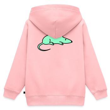 Minzfarbene Maus Silhouette - Kinder Premium Organic Zip Hoodie - Rosa - Hinten - AI Model Kid Female (0cm)