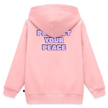 Beschütze deinen Frieden - Kinder Premium Organic Zip Hoodie - Rosa - Hinten - AI Model Kid Female (0cm)