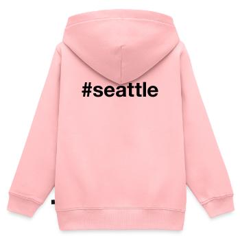 SEATTLE Hashtag Grunge - Sweat Premium à capuche zippé enfant bio - rose - Dos - AI Model Kid Female (0cm)