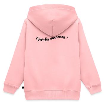 MAÎTRESSE. MAITRE. MERCI. MERCI MAÎTRESSE - Sweat Premium à capuche zippé enfant bio - rose - Dos - AI Model Kid Female (0cm)