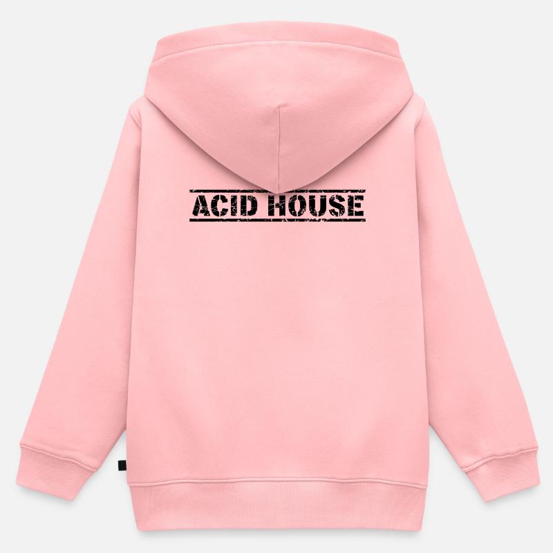 Acid House - Sweat Premium à capuche zippé enfant bio - rose