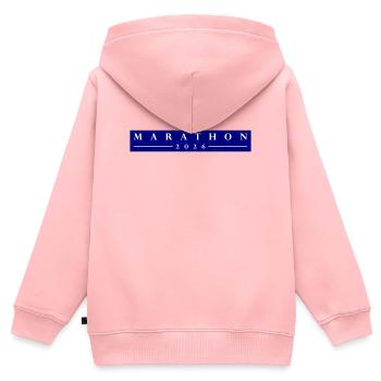 Marathon 2026 - Kinder Premium Organic Zip Hoodie - Rosa - Hinten - AI Model Kid Female (0cm)