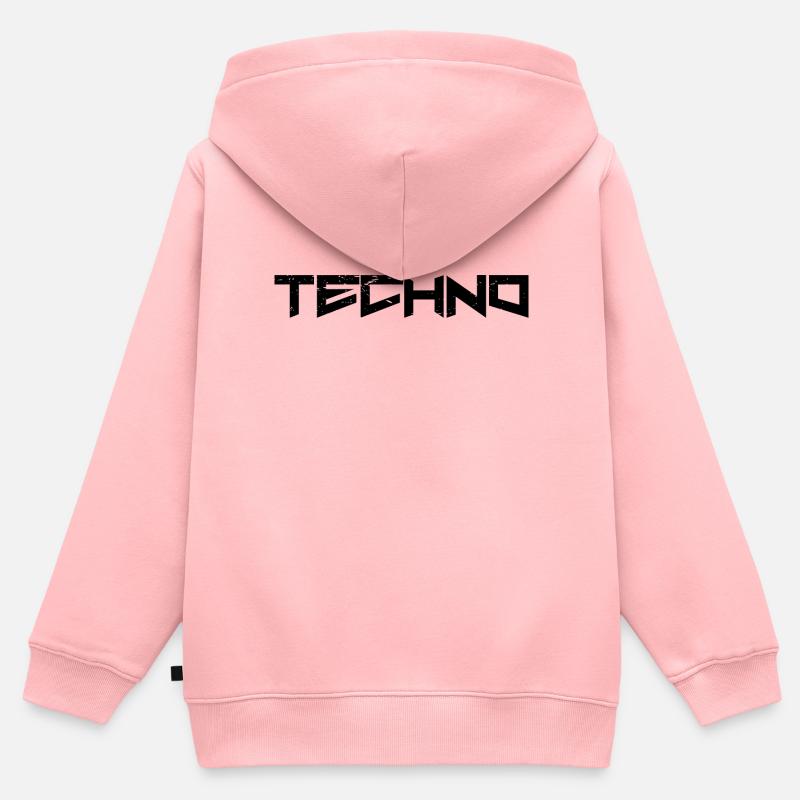 Techno - Sweat Premium à capuche zippé enfant bio - rose