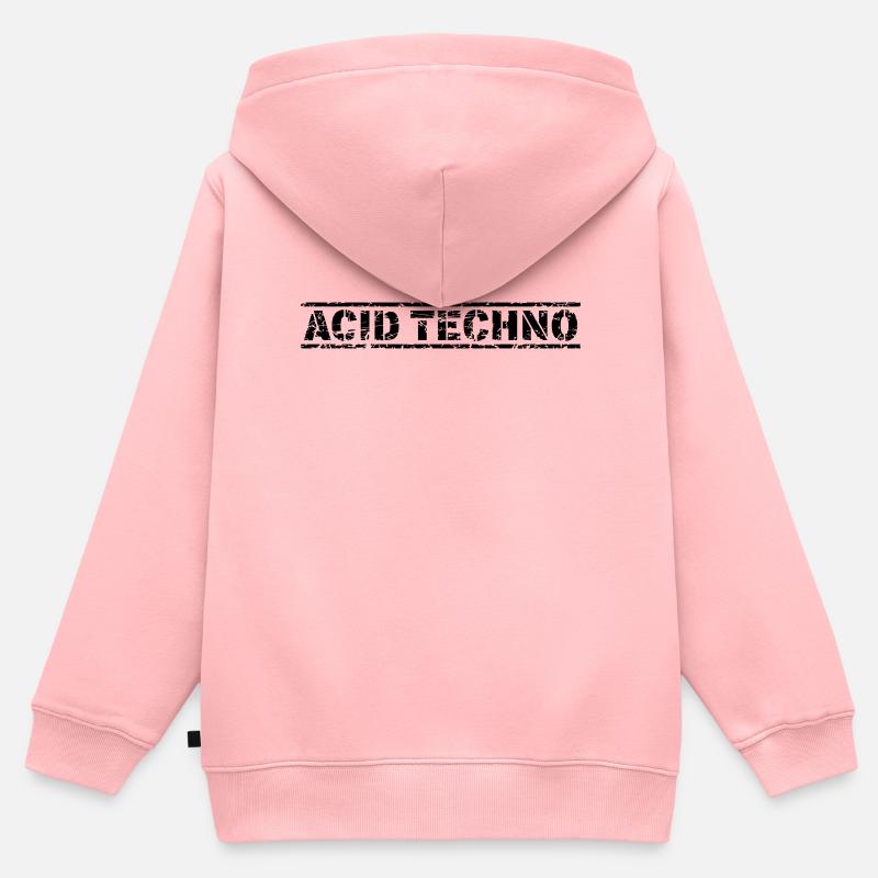 Techno acide - Sweat Premium à capuche zippé enfant bio - rose