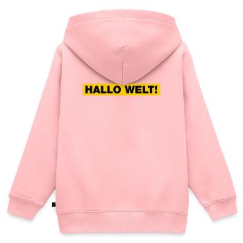 Hallo Welt! - Kinder Premium Organic Zip Hoodie - Rosa - Hinten - AI Model Kid Female (0cm)