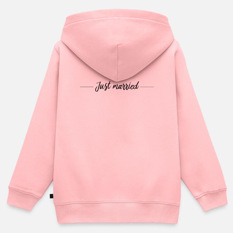 Just married - nouvellement marié - Sweat Premium à capuche zippé enfant bio - rose
