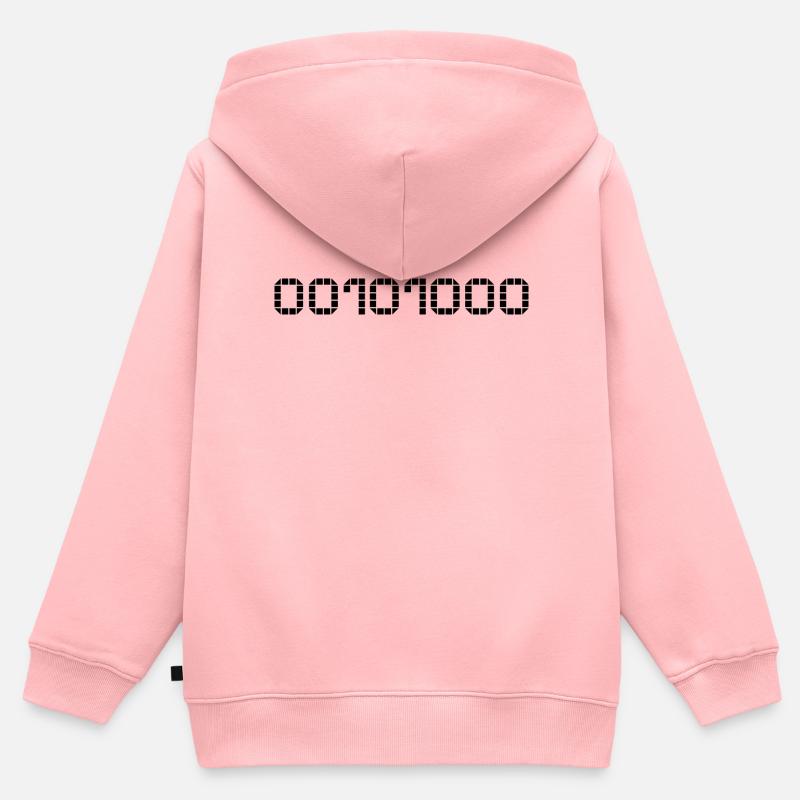 Notation binaire - 40 - Sweat Premium à capuche zippé enfant bio - rose