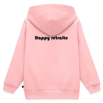 RETRAITE. RETRAITE. RETRAITEE. RETRAITE. - Sweat Premium à capuche zippé enfant bio - rose - Dos - AI Model Kid Female (0cm)