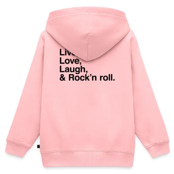 live love laugh and rock and roll - Kinder Premium Organic Zip Hoodie - Rosa - Hinten - AI Model Kid Female (0cm)
