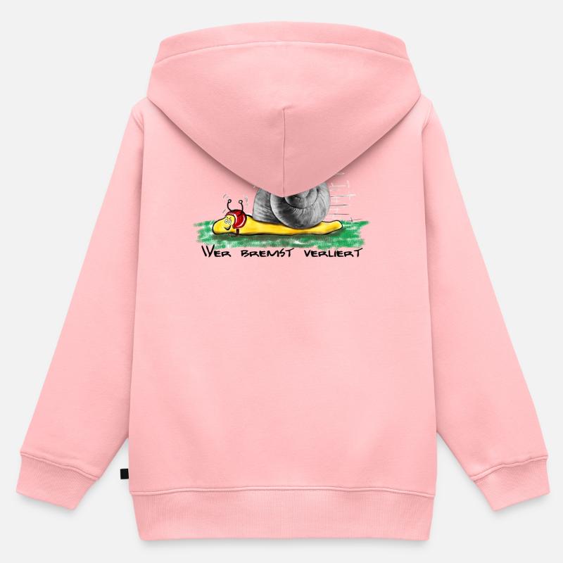 Qui ralentit perd - Sweat Premium à capuche zippé enfant bio - rose