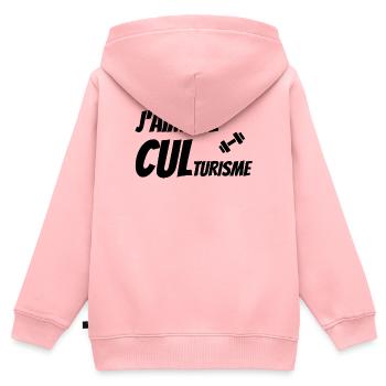 musculation, salle de musculation, culturisme - Sweat Premium à capuche zippé enfant bio - rose - Dos - AI Model Kid Female (0cm)