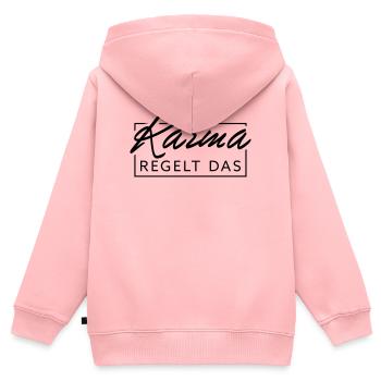 Karma regelt das - Kinder Premium Organic Zip Hoodie - Rosa - Hinten - AI Model Kid Female (0cm)