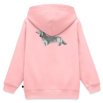Dackel Dackel Langhaar - Kinder Premium Organic Zip Hoodie - Rosa - Hinten - AI Model Kid Female (0cm)