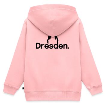 Dresden Frauenkirche Typografie Logo Linien icon - Kinder Premium Organic Zip Hoodie - Rosa - Hinten - AI Model Kid Female (0cm)
