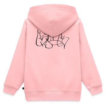 KICK Inspired by classic throw-up graffiti styles - Kinder Premium Organic Zip Hoodie - Rosa - Hinten - AI Model Kid Female (0cm)
