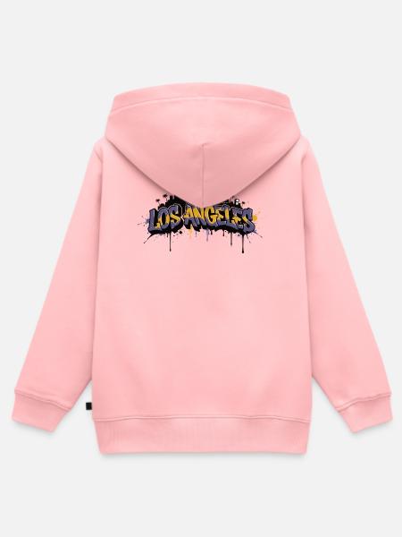 Los Angeles Graffiti Skyline - Kinder Premium Organic Zip Hoodie - Rosa