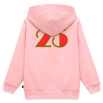 25. 25 JAHRE. 25. JUBILÄUM. 25 JAHRESJUBILÄUM. - Kinder Premium Organic Zip Hoodie - Rosa - Hinten - AI Model Kid Female (0cm)