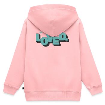 Loved 1 Johannes 4:16 Christlicher Glaube - Kinder Premium Organic Zip Hoodie - Rosa - Hinten - AI Model Kid Female (0cm)