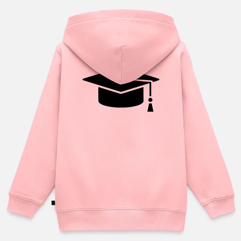 Graduation Cap Absolvent Logo - Kinder Premium Organic Zip Hoodie - Rosa