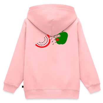 Fruit - Sweat Premium à capuche zippé enfant bio - rose - Dos - AI Model Kid Female (0cm)