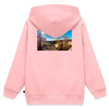 Sonneniges toskanisches Dorf mit Dächern - Kinder Premium Organic Zip Hoodie - Rosa - Hinten - AI Model Kid Female (0cm)