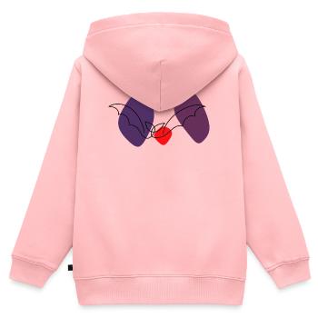 Lineart Fledermaus mit Farbunterlegung - Kinder Premium Organic Zip Hoodie - Rosa - Hinten - AI Model Kid Female (0cm)