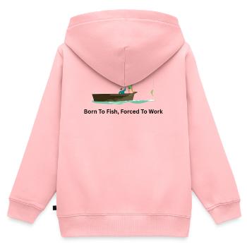 Born To Fish Forced To Work – Angler - Kinder Premium Organic Zip Hoodie - Rosa - Hinten - AI Model Kid Female (0cm)