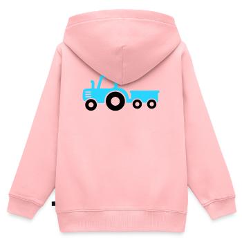 Traktor mit Anhänger in hellblau - Kinder Premium Organic Zip Hoodie - Rosa - Hinten - AI Model Kid Female (0cm)