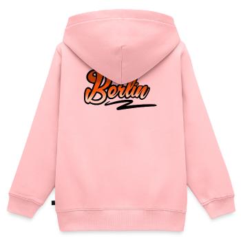 Berlin - Sweat Premium à capuche zippé enfant bio - rose - Dos - AI Model Kid Female (0cm)