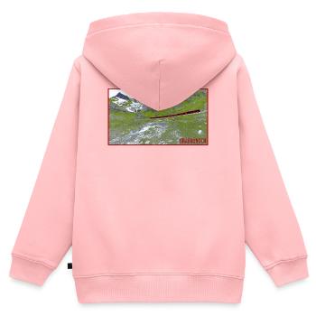 Graubünden Bergzug im Grünen - Kinder Premium Organic Zip Hoodie - Rosa - Hinten - AI Model Kid Female (0cm)
