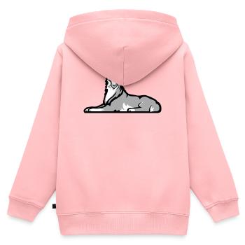 Loup solitaire tchétchène - Sweat Premium à capuche zippé enfant bio - rose - Dos - AI Model Kid Female (0cm)