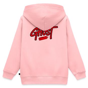 Illustration de rouge à lèvres fantomatique - Sweat Premium à capuche zippé enfant bio - rose - Dos - AI Model Kid Female (0cm)