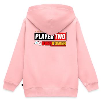 Spieler Zwei Overpower | Spieler- und Streamer-Stil - Kinder Premium Organic Zip Hoodie - Rosa - Hinten - AI Model Kid Female (0cm)