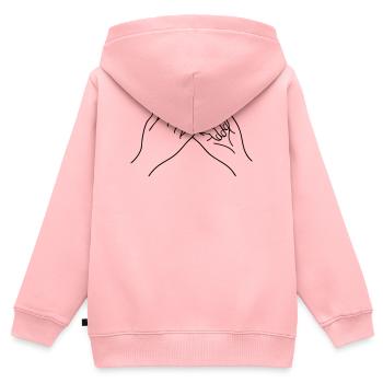 Mains de promesse Symbole d’art en ligne Amitié - Sweat Premium à capuche zippé enfant bio - rose - Dos - AI Model Kid Female (0cm)