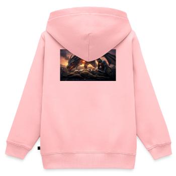 Beowulf meurt après avoir tué le puissant dragon - Sweat Premium à capuche zippé enfant bio - rose - Dos - AI Model Kid Female (0cm)