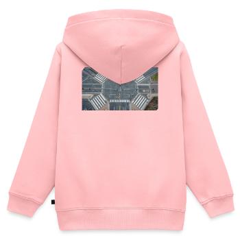 Luftaufnahme Kreuzungsgeometrie - Kinder Premium Organic Zip Hoodie - Rosa - Hinten - AI Model Kid Female (0cm)