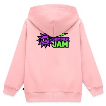 Summer Jam Sonne Abzeichen - Kinder Premium Organic Zip Hoodie - Rosa - Hinten - AI Model Kid Female (0cm)