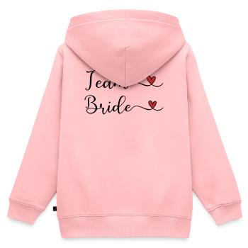 Team Braut niedliche handgeschriebene Typografie mit Herz - Kinder Premium Organic Zip Hoodie - Rosa - Hinten - AI Model Kid Female (0cm)