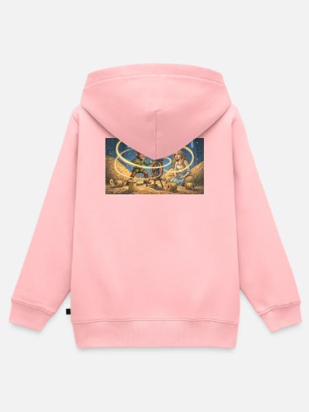 Rumpelstilzchen spinnt Stroh zu glänzendem Gold - Kinder Premium Organic Zip Hoodie - Rosa